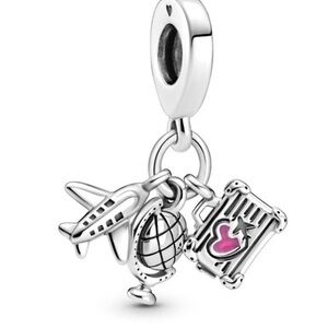 Pandora Silver Travel Charm with Pink Accents